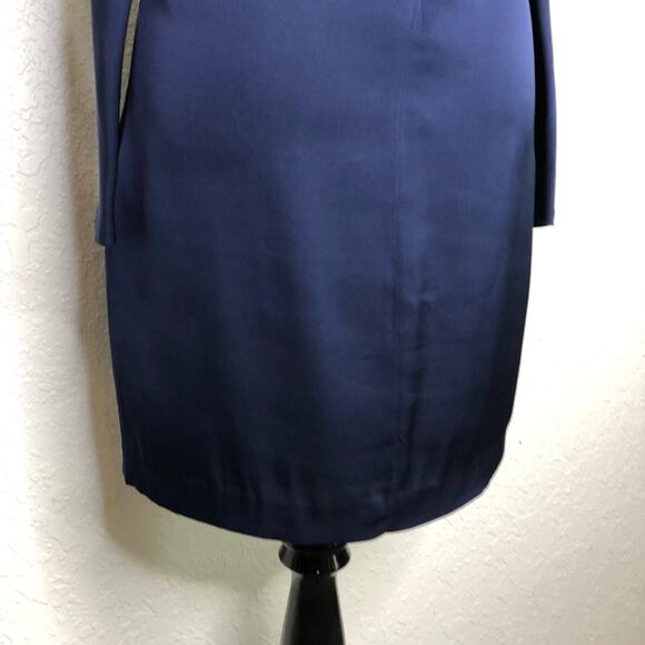 Milly navy blue puff shoulder v neck silk dress size 2 - Picture 13 of 16